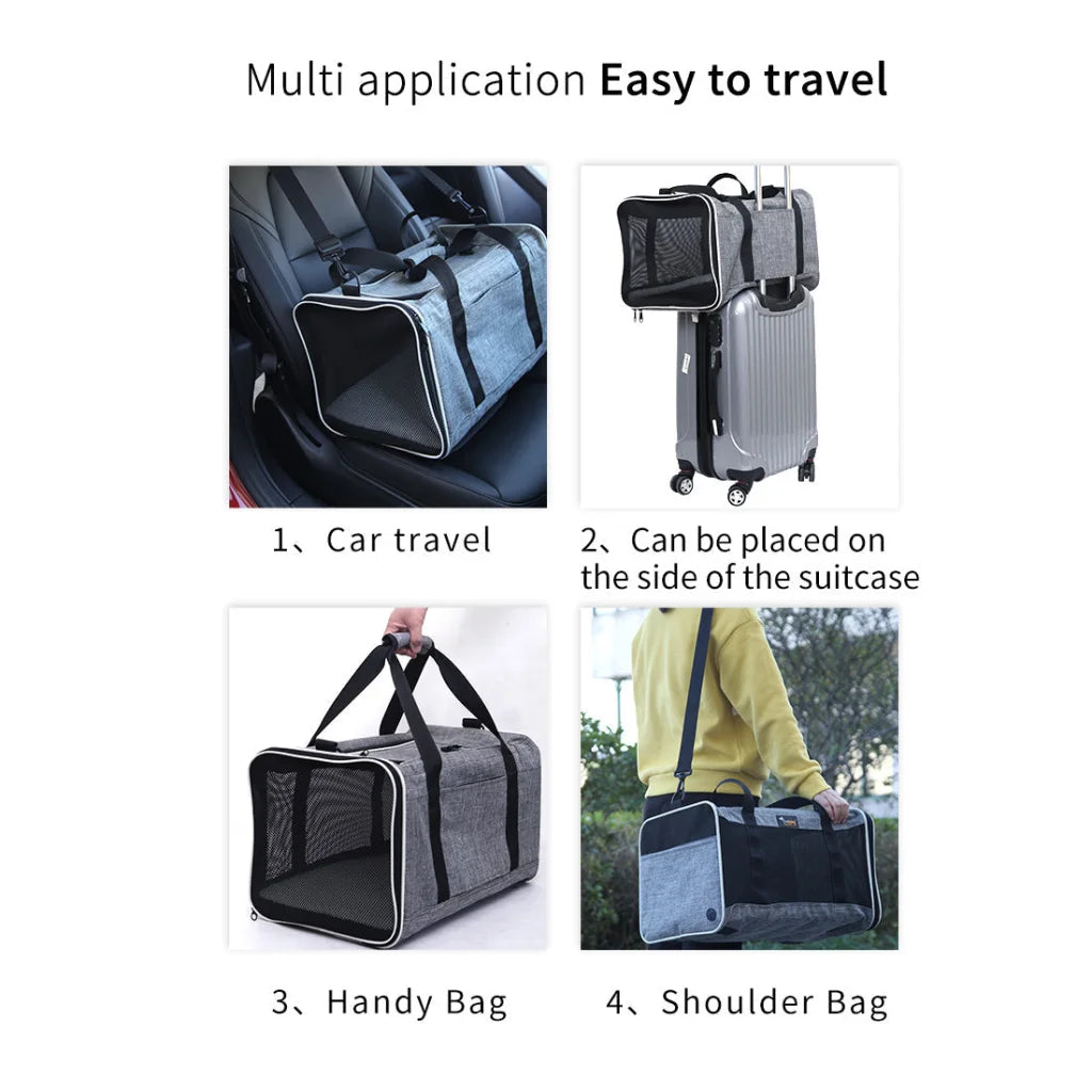 Ondoing Foldable Pet Carrier Bag Cat Dog Soft Crate Cage