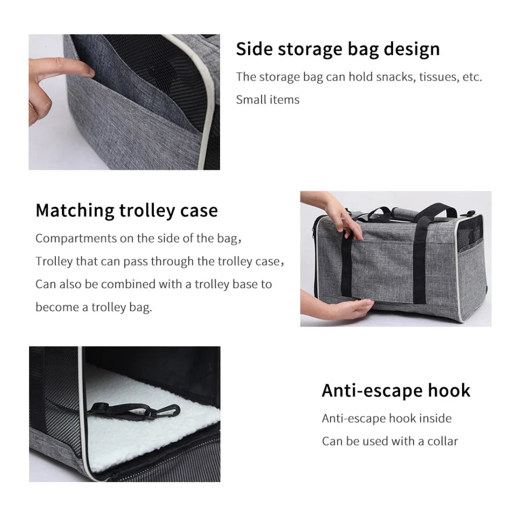 Ondoing Foldable Pet Carrier Bag Cat Dog Soft Crate Cage