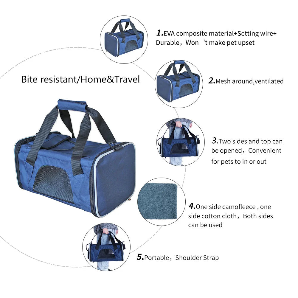 Ondoing Portable Pet Carrier Tote Travel Bag Kennel Soft