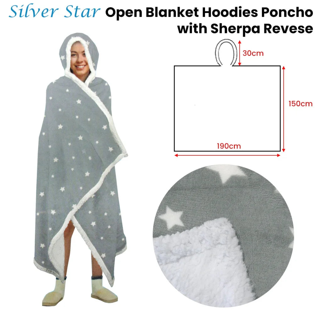 Open Blanket Hoodie Poncho Adult Men Women Sherpa Fleece