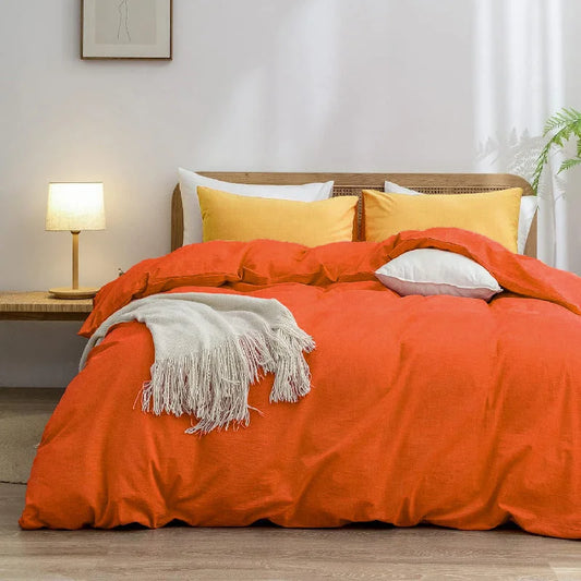 Orange 1.8m (Duvet Cover 180*220cm) Luxurious Soft Brushed