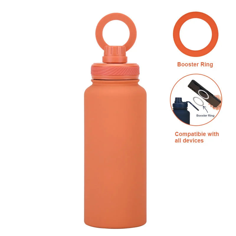 Orange 1L Stainless Steel Water Bottle with Magnetic
