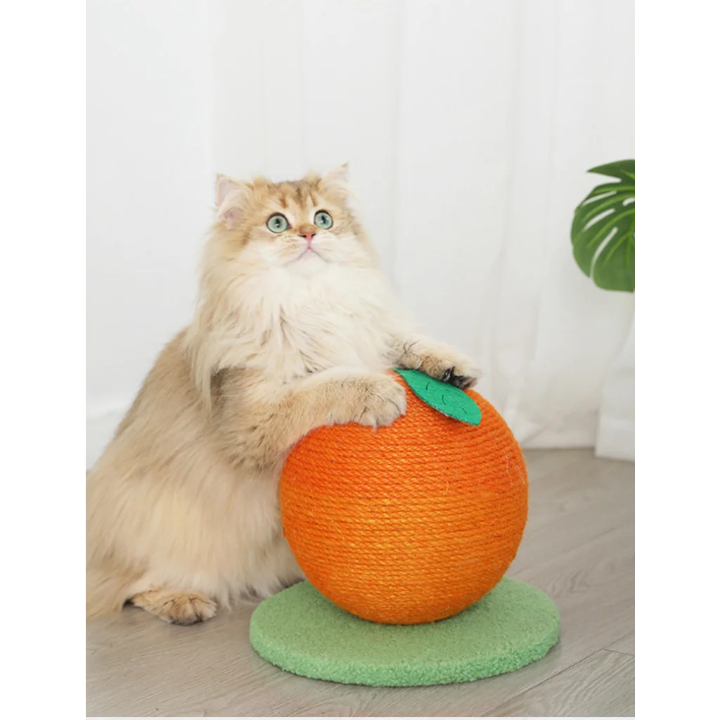Orange Orange And Green Base Fun Fruit Shaped Sisal Cat