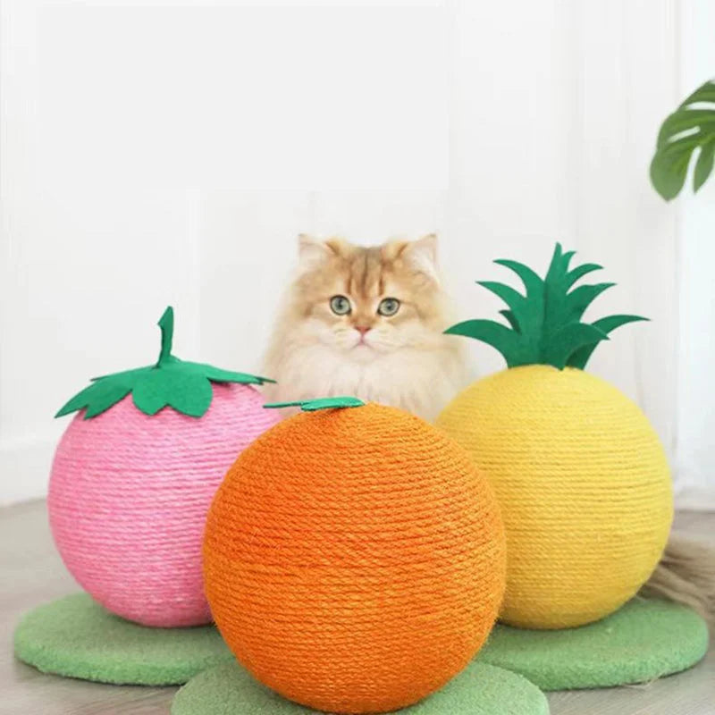 Orange Orange And Green Base Fun Fruit Shaped Sisal Cat