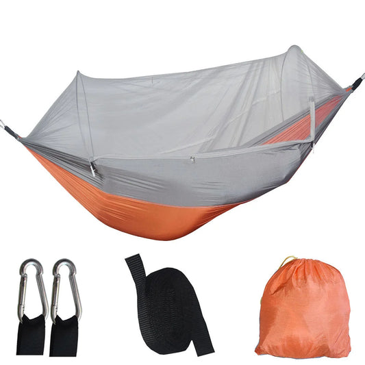 Orange And Grey Automatic Pop-Up Mosquito Net Hammock