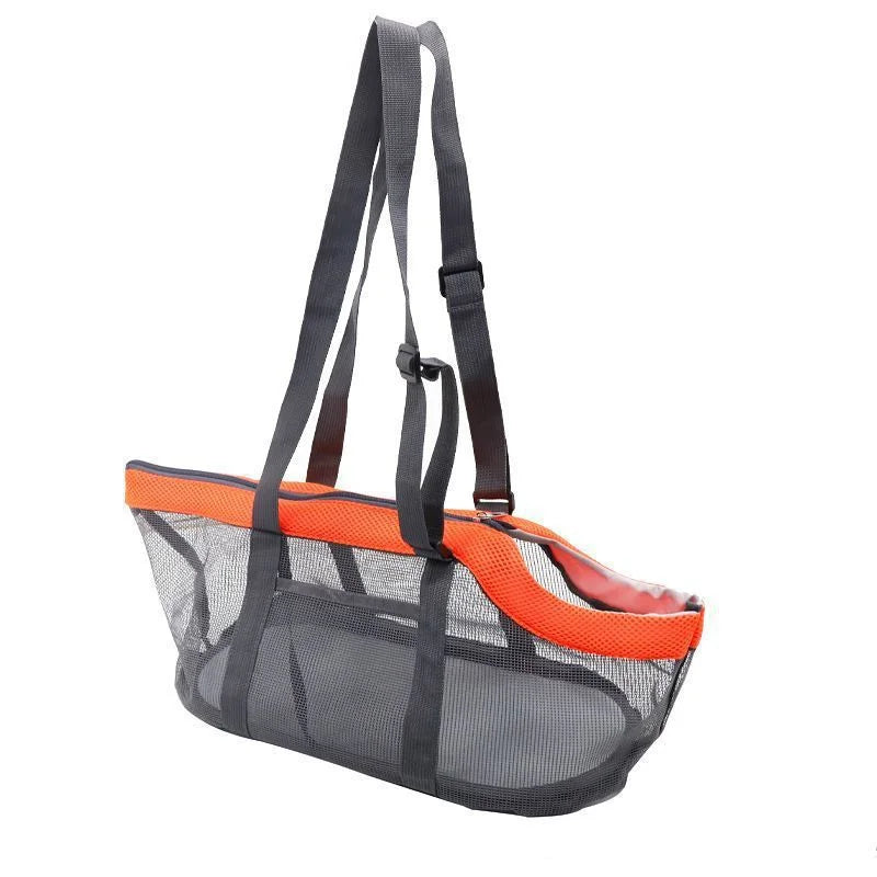 Orange And Grey Lightweight Breathable Mesh Pet Carrier
