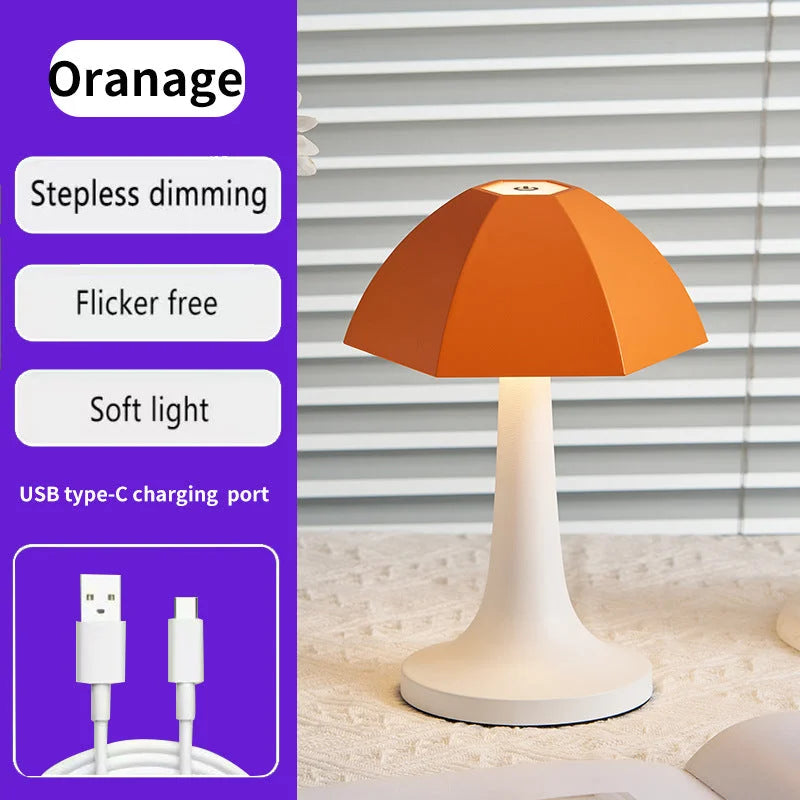 Orange And White Nordic Umbrella Mushroom Table Lamp