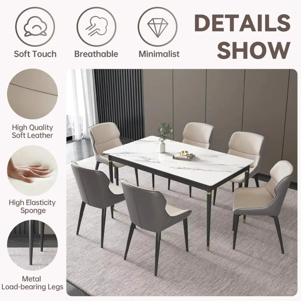 Orange Brown Italian Minimal List Dining Chairs PU Retro