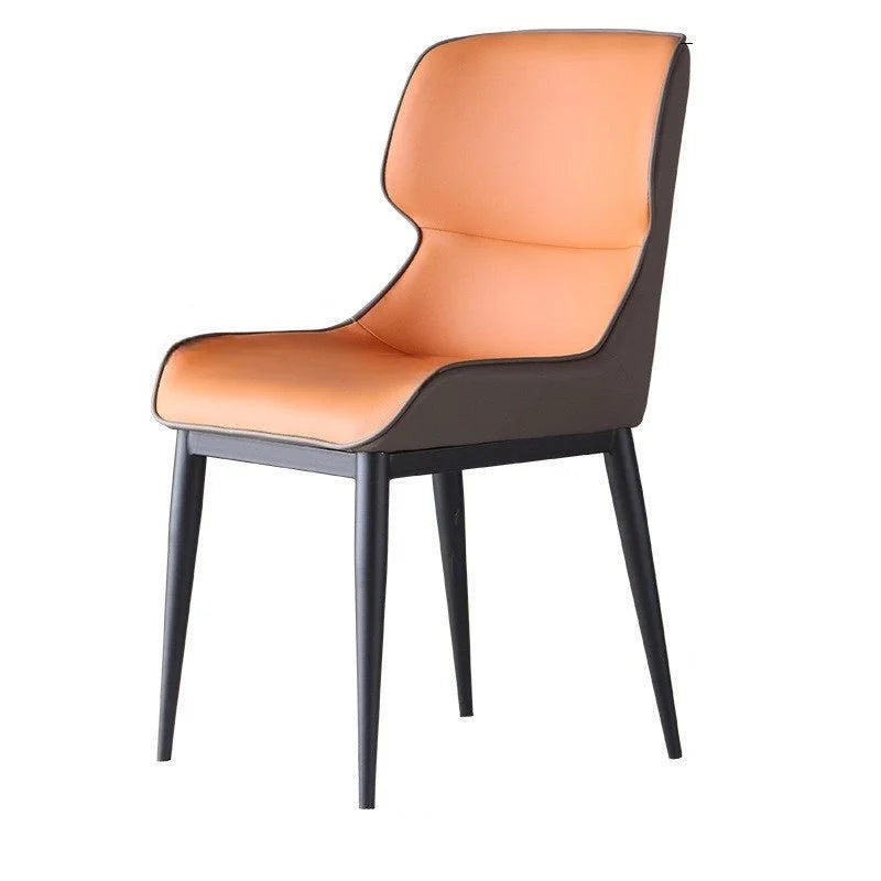 Orange Brown Italian Minimal List Dining Chairs PU Retro
