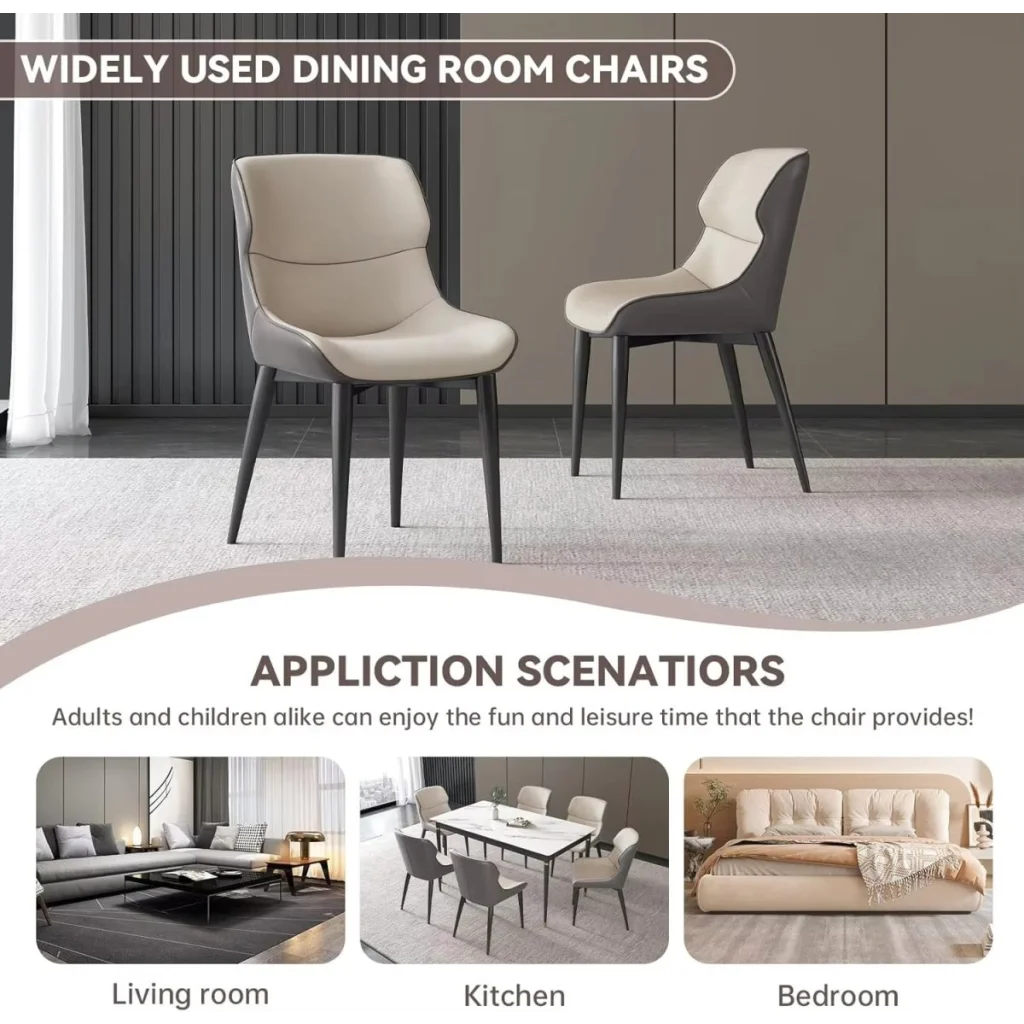 Orange Brown Italian Minimal List Dining Chairs PU Retro