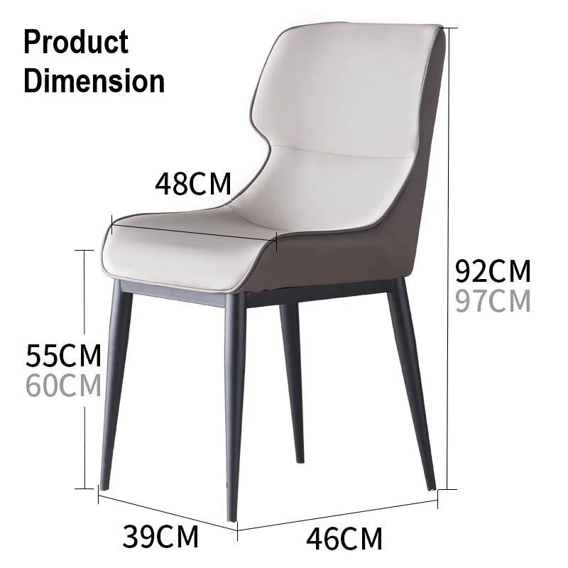 Orange Brown Italian Minimal List Dining Chairs PU Retro