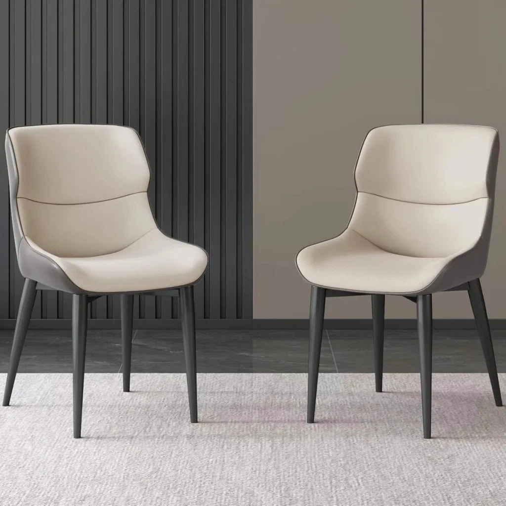 Orange Brown Italian Minimal List Dining Chairs PU Retro