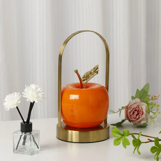 Orange Decorative Apple Table Lamp - USB-C 3 Light Modes