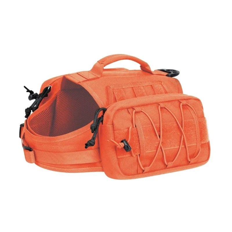 Orange Durable Dog Saddle Bag Harness for Outdoor