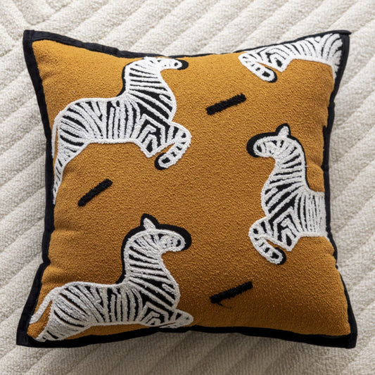 Orange Horse 45x45cm Decorative Zebra-Pattern Pillow Cover
