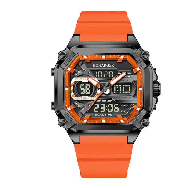 Orange Men s Dual Watch Time Digital Analog