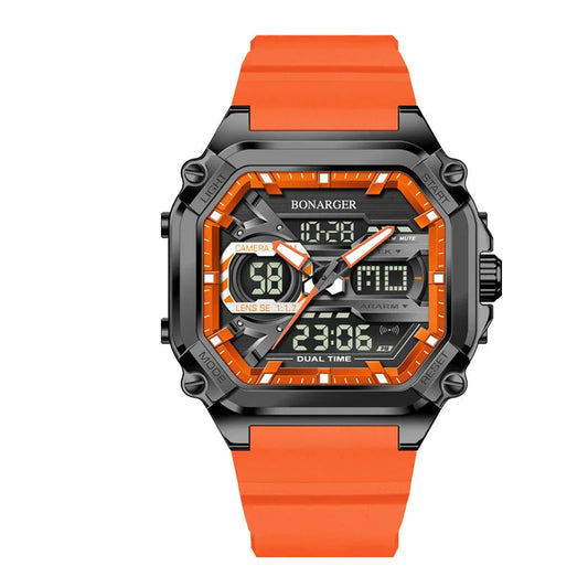 Orange Men s Dual Watch Time Digital Analog