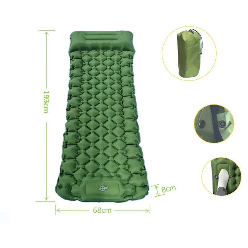 Orange Portable Outdoor Inflatable Mat - Foot-Operated