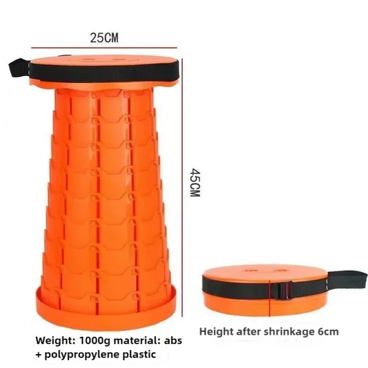 Orange Portable Outdoor Telescopic Folding Stool with 100