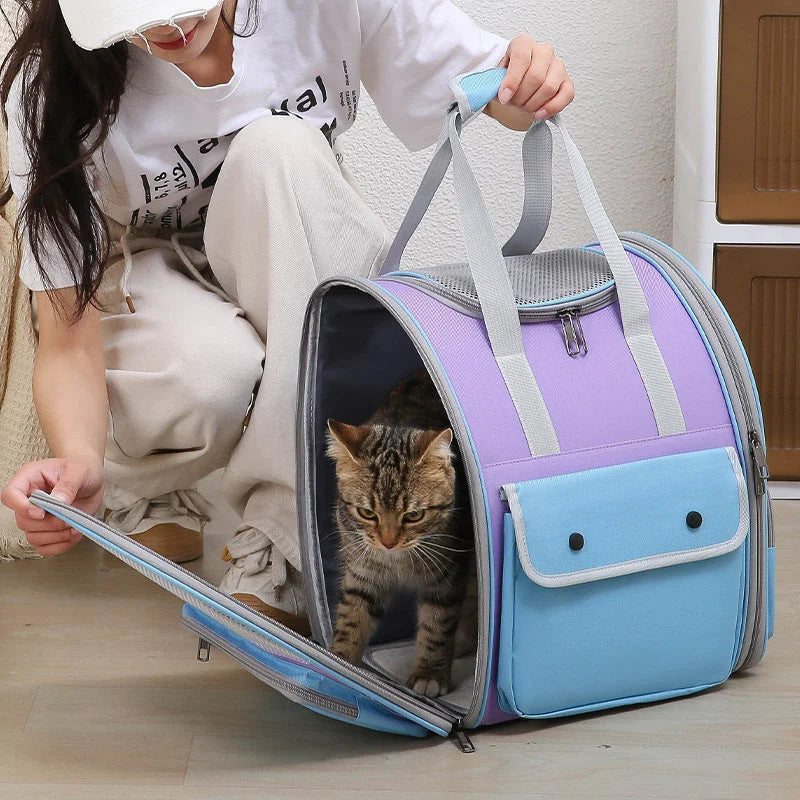 Orange Portable Pet Carrier Backpack - Spacious Breathable
