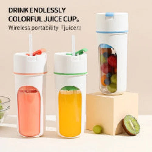 Orange Portable USB Rechargeable Juicer Bottle - 2-in-1