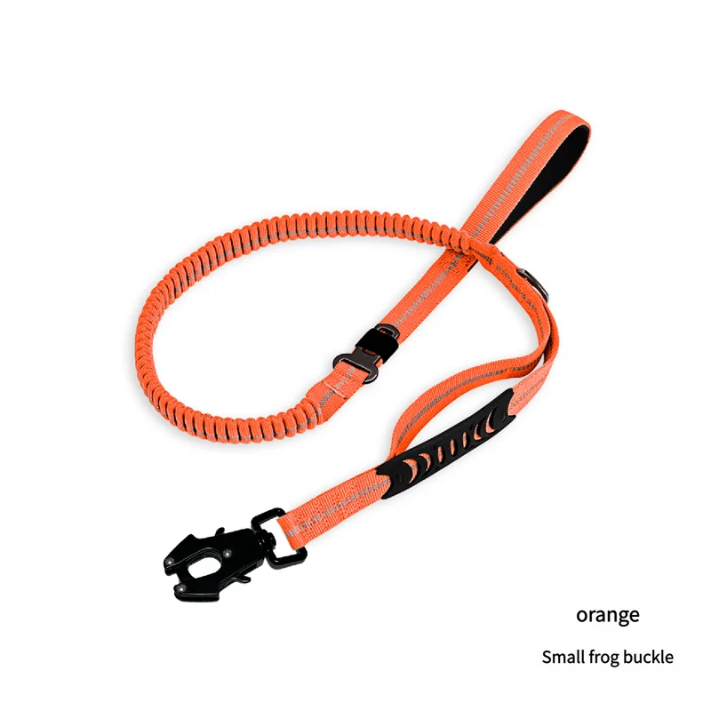 Orange Shock Absorbing Dog Leash with Reflective Stitching