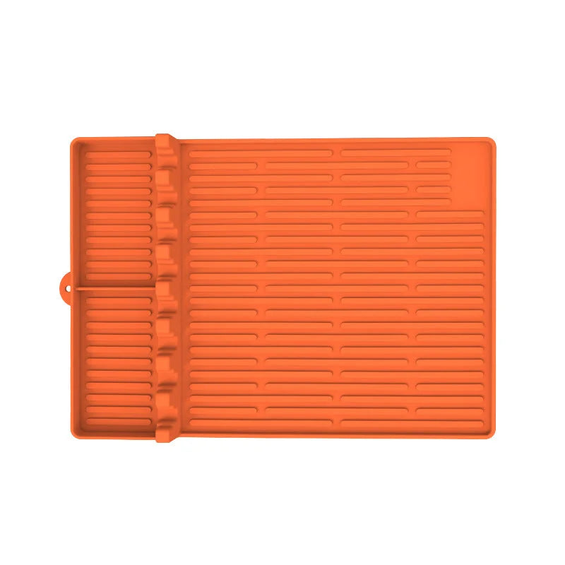 Orange Silicone BBQ Grilling Mat - Heat Resistant Side Rack