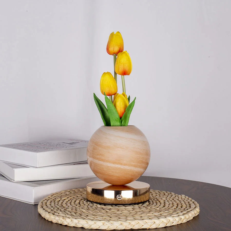 Orange Tulip Night Light - Floral Table Lamp for Bedroom