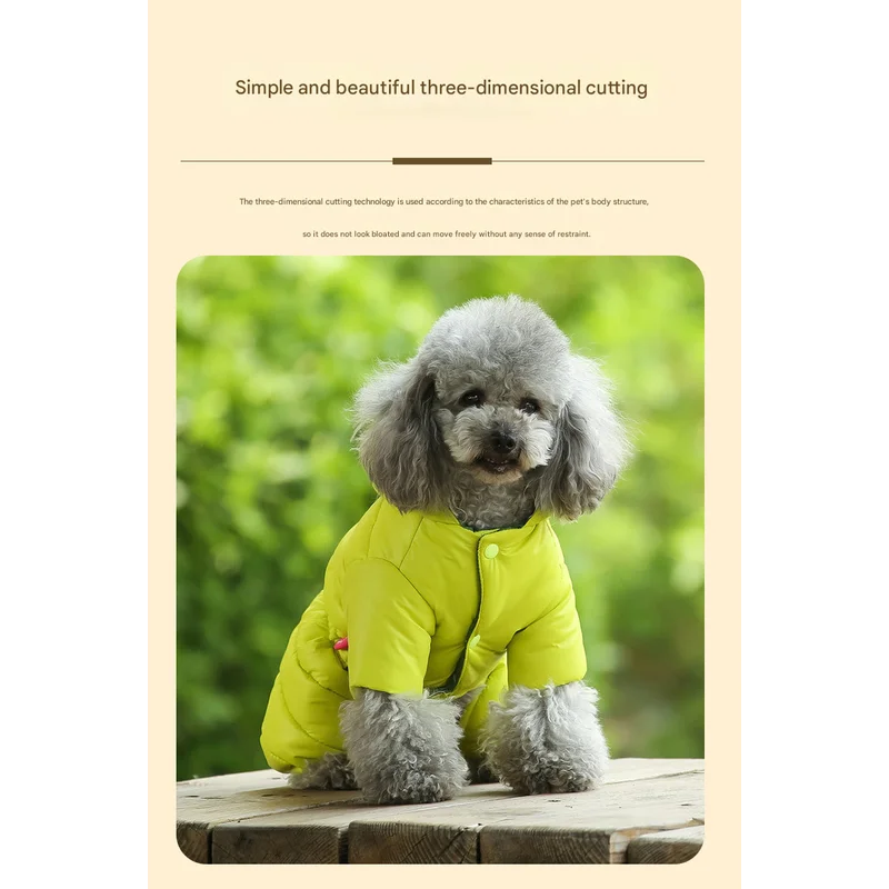 Orange Warm Puffer Dog Coat - Waterproof Four-Legged Winter