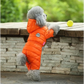 Orange Warm Puffer Dog Coat - Waterproof Four-Legged Winter