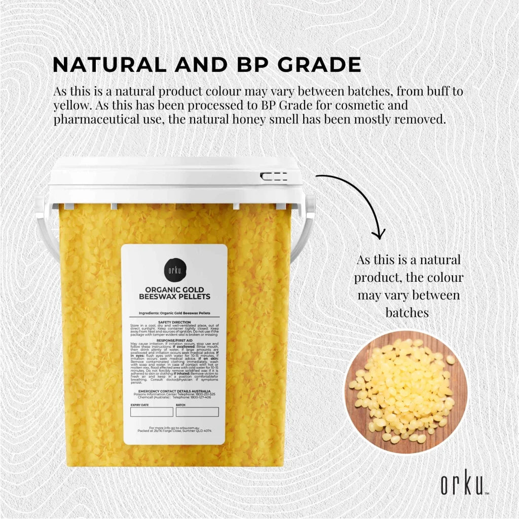 Organic Beeswax Pellets 500g Tub Pharmaceutical Cosmetic