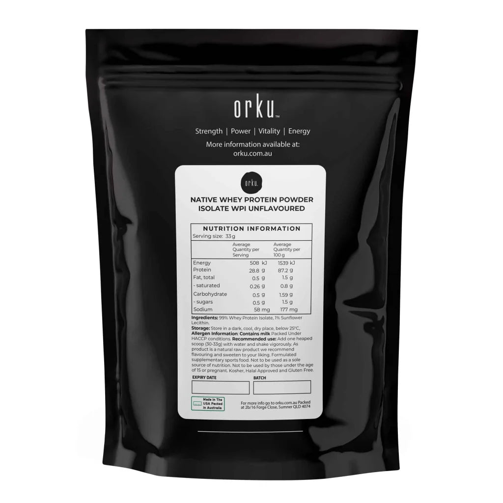 Orku 100g Native Whey Protein Isolate Powder - Unflavoured