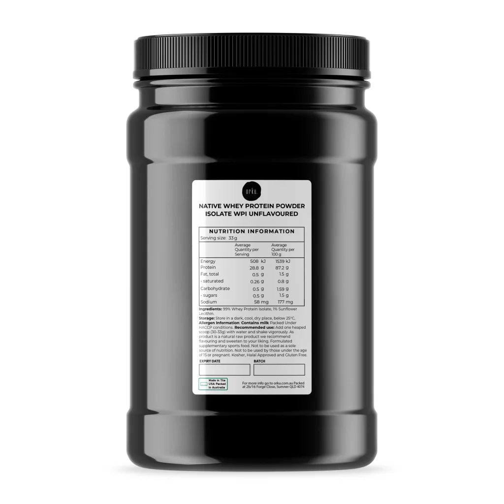 Orku 1Kg Native Whey Protein Isolate Powder - Unflavoured