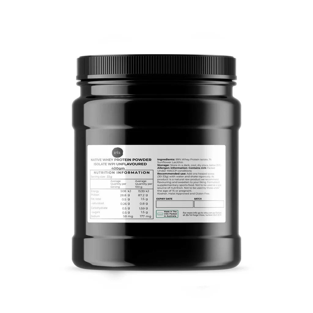 Orku 400g Native Whey Protein Isolate Powder - Unflavoured
