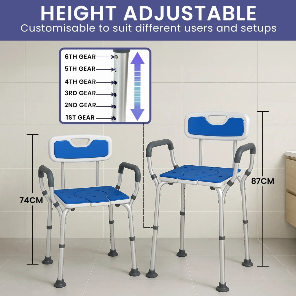 Orthonica Height-Adjustable Aluminium Commode Shower Chair
