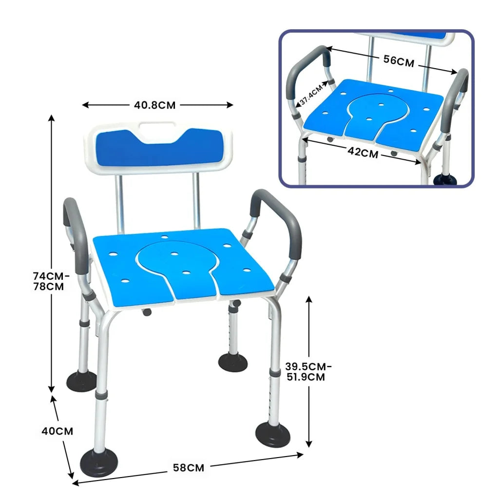 Orthonica Height-Adjustable Aluminium Commode Shower Chair