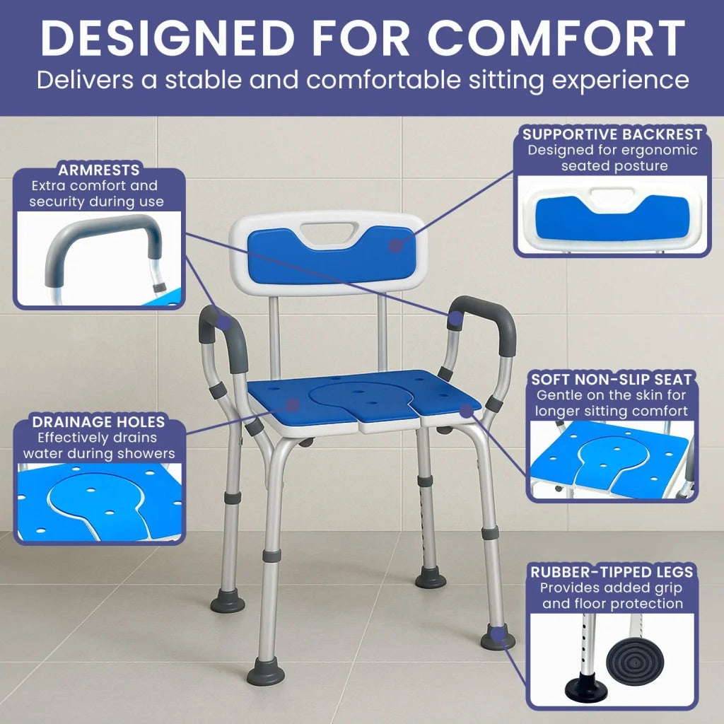 Orthonica Height-Adjustable Aluminium Commode Shower Chair