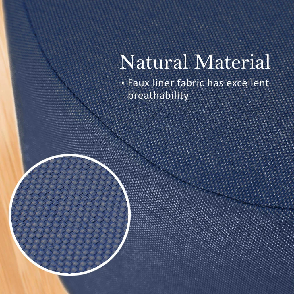 Ottoman Foot Stool Round Wooden Leg Fabric Set of 2 - Dark