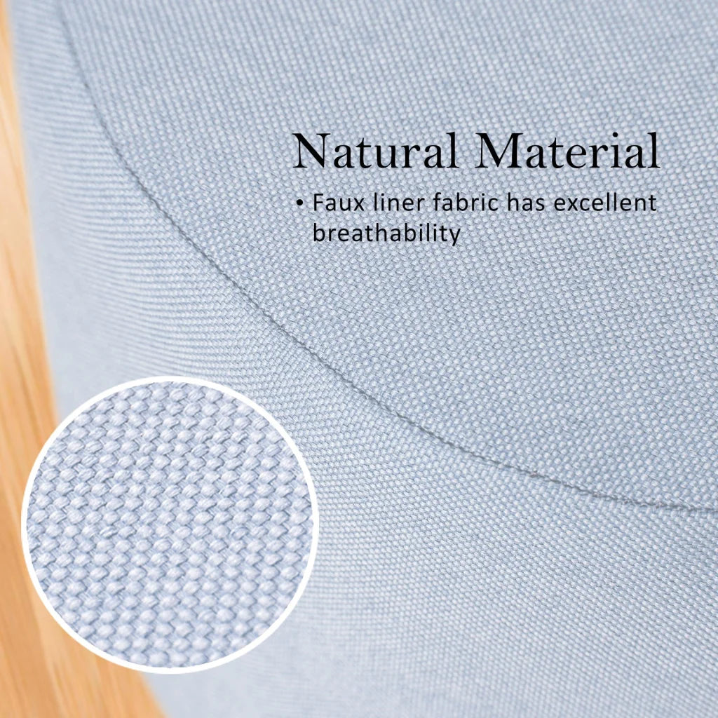 Ottoman Foot Stool Round Wooden Leg Fabric Set of 2 - Light