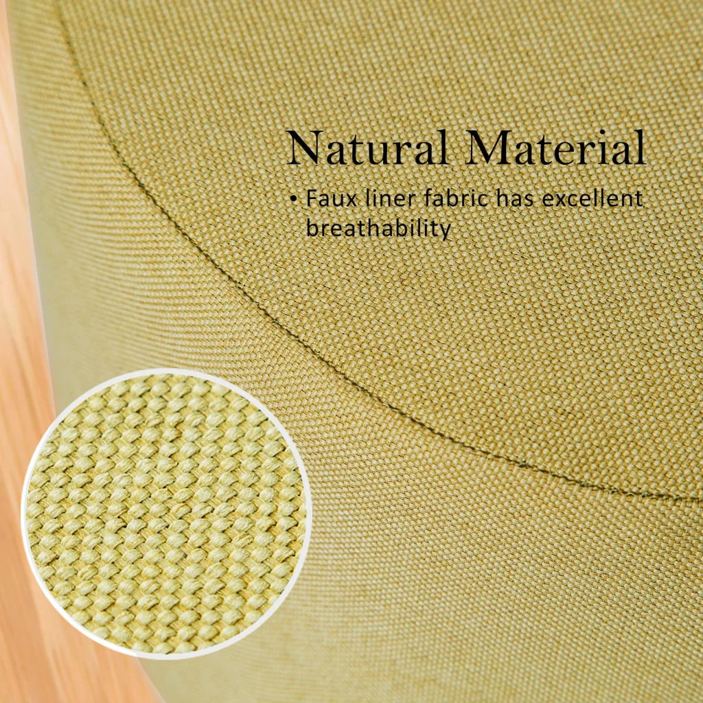 Ottoman Foot Stool Round Wooden Leg Fabric Set of 2