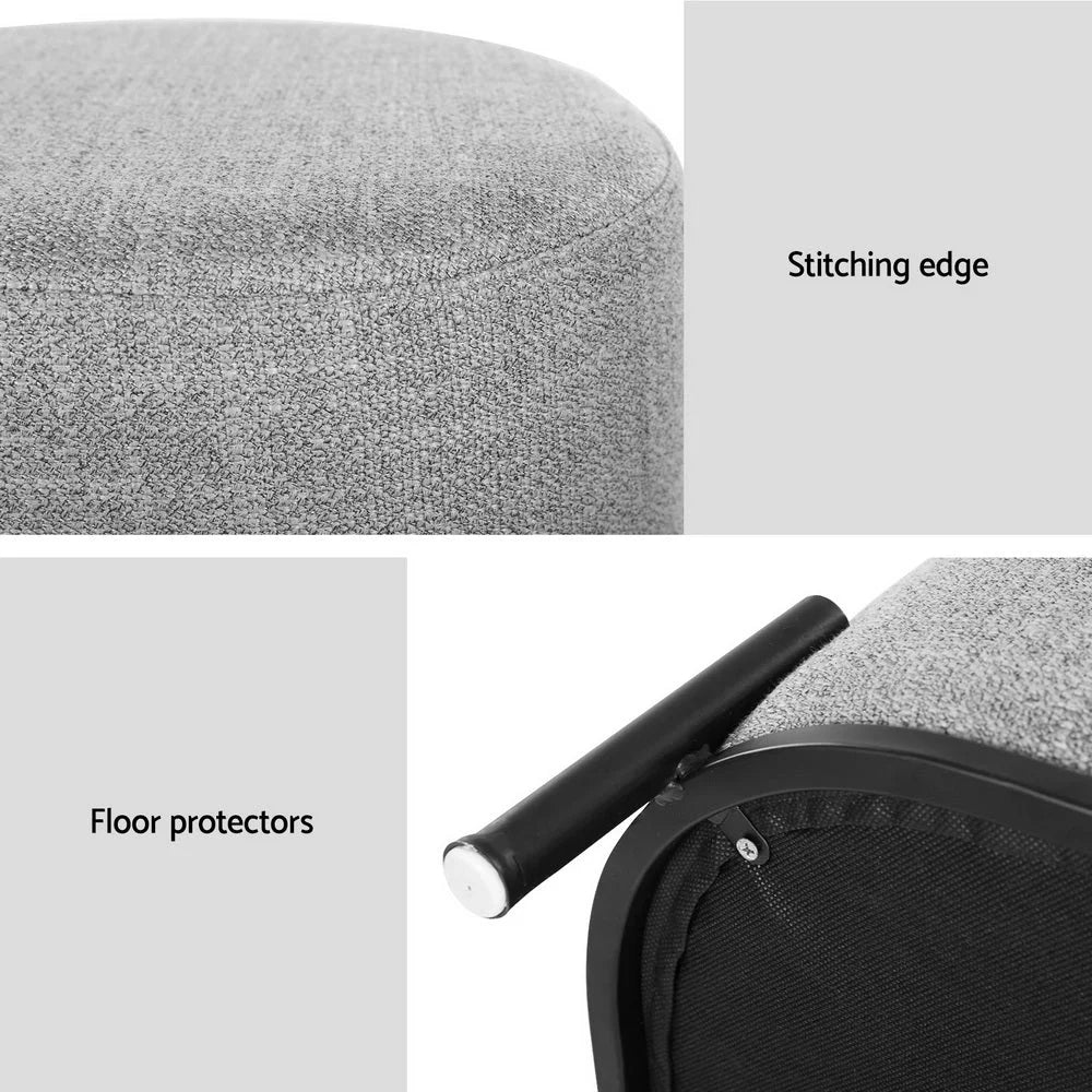 Ottoman Foot Stool Square Linen - Grey