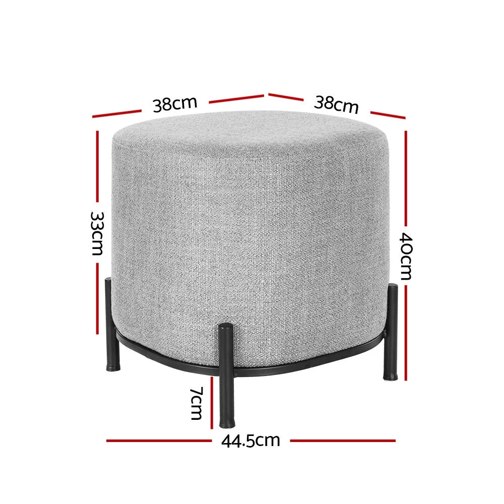 Ottoman Foot Stool Square Linen - Grey