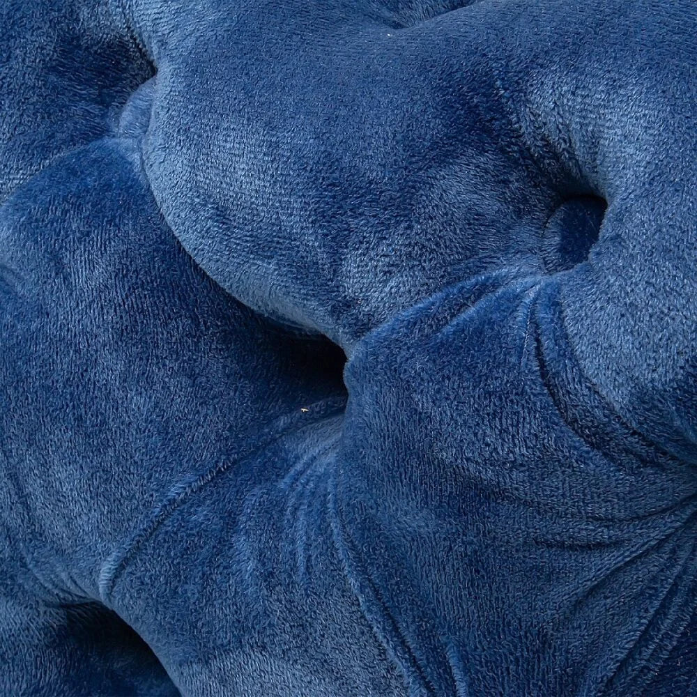 Ottoman Rectangular Elsa Navy Blue Velvet - Furniture