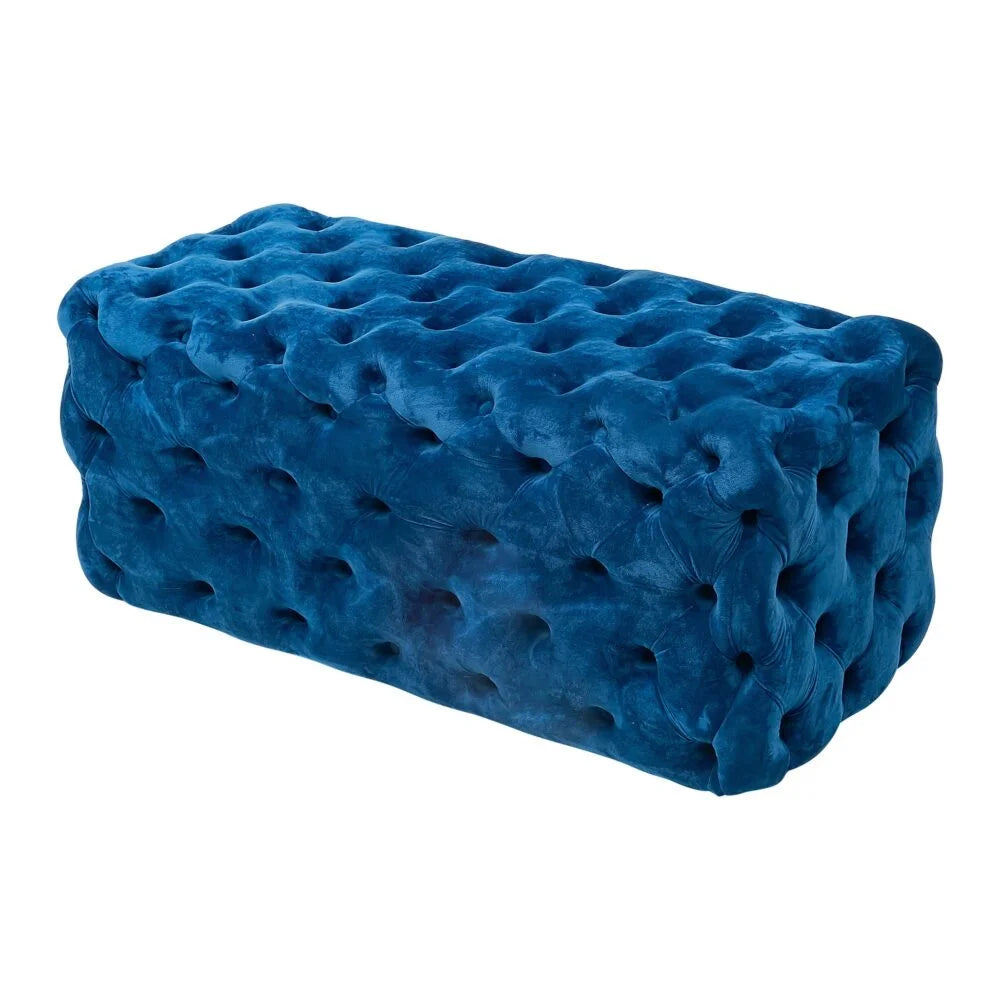 Ottoman Rectangular Elsa Navy Blue Velvet - Furniture
