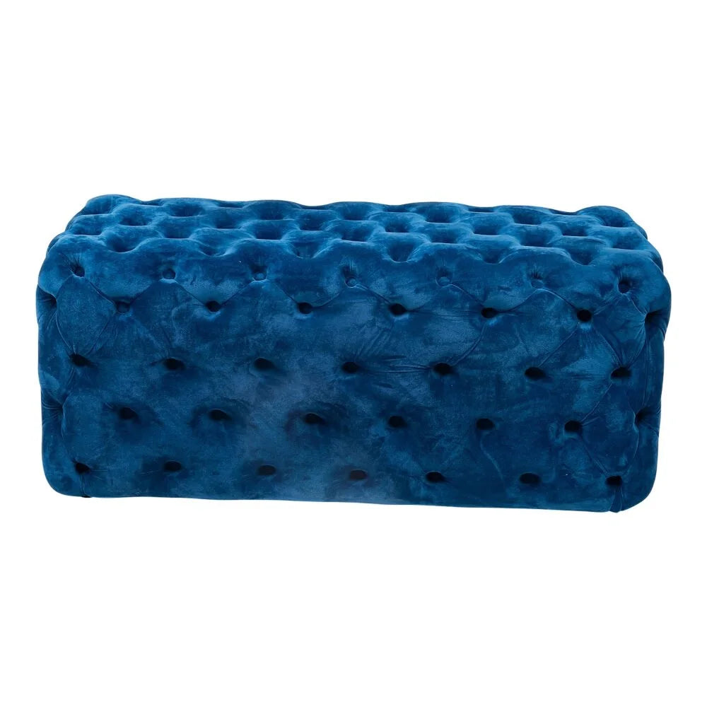 Ottoman Rectangular Elsa Navy Blue Velvet - Furniture