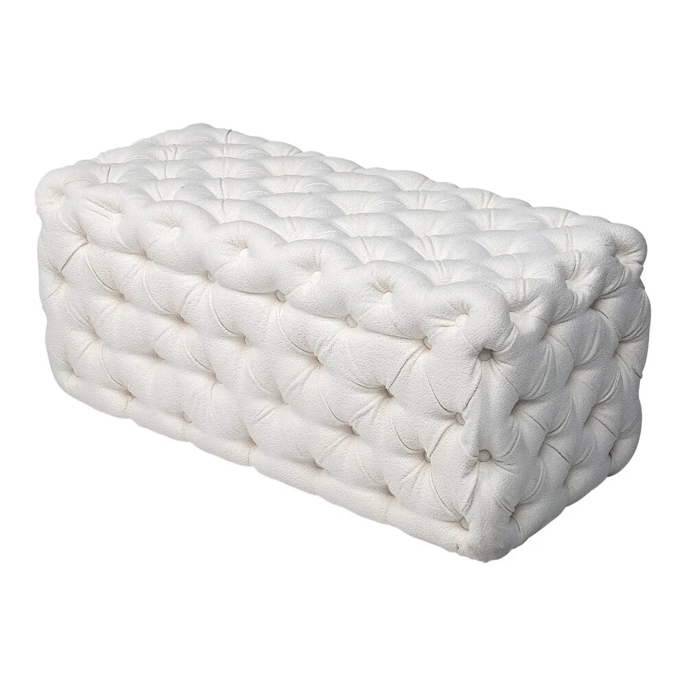 Ottoman Rectangular Elsa Tufted Beach Bouclé White