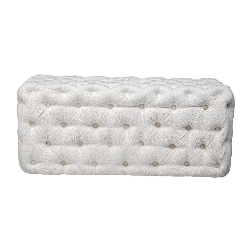 Ottoman Rectangular Elsa Tufted Beach Bouclé White