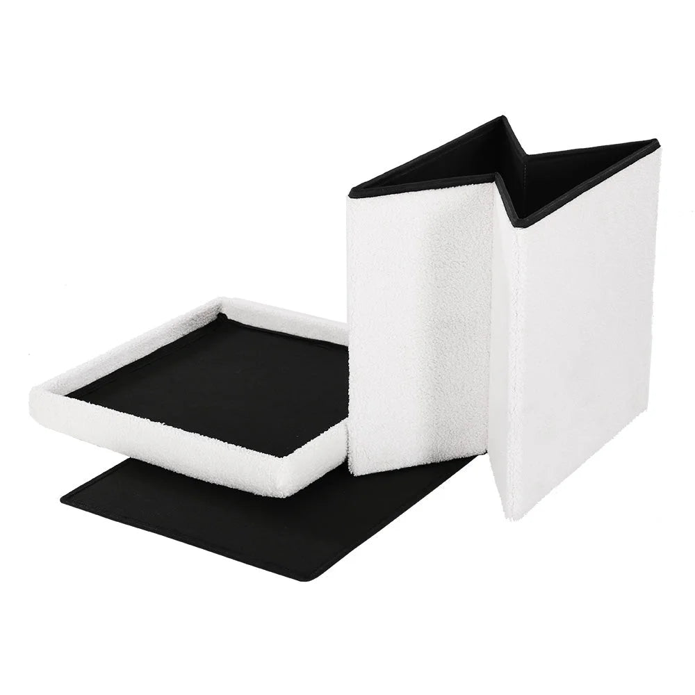 Ottoman storage foot with stool square teddy footrest padded