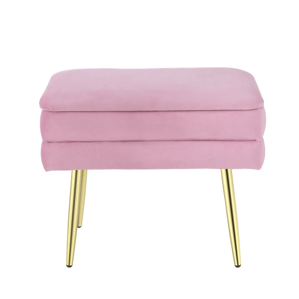 Ottoman Storage Foot Stool velvet pink furniture 611