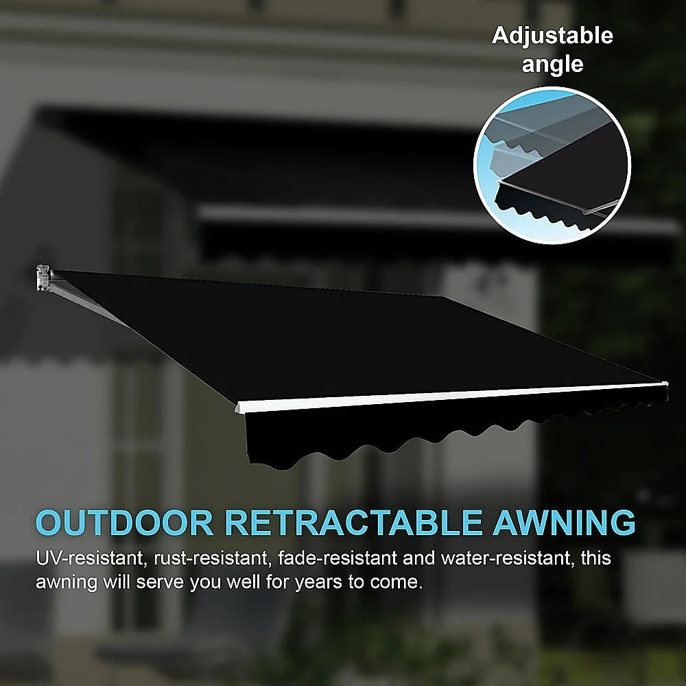 Outdoor Awning Folding Arm Retractable Sunshade Canopy 3.0m